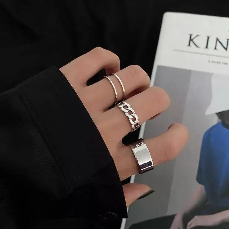 Hip Hop Pack of 3 Rings Set