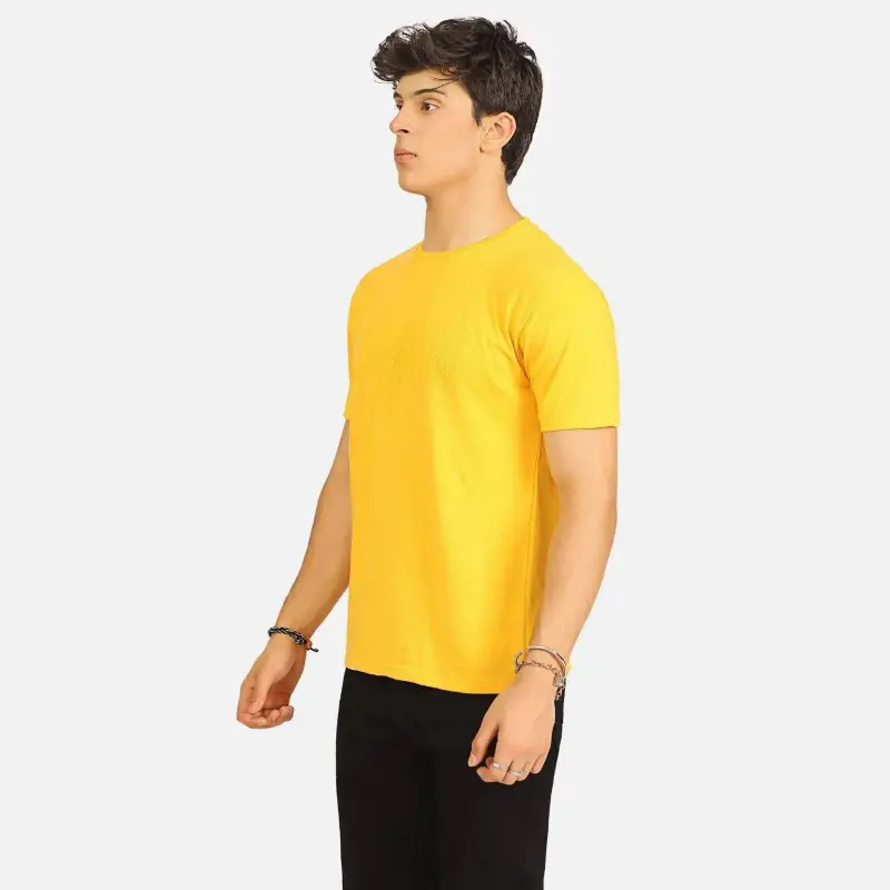Yellow Basic Round Neck T-Shirt