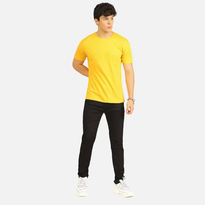 Yellow Basic Round Neck T-Shirt