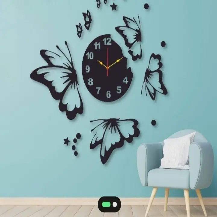 MDF butterfly wall clock