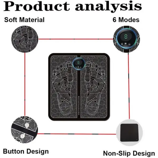 Ems Foot Massager, Mat Electric Usb Charging Smart Display Tens Acupuncture Feet Cushion Blood Circulation Pad Health Care Home