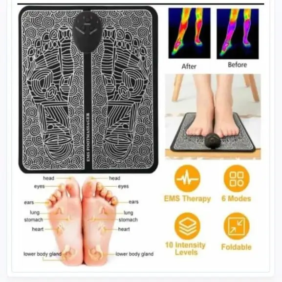 Ems Foot Massager, Mat Electric Usb Charging Smart Display Tens Acupuncture Feet Cushion Blood Circulation Pad Health Care Home