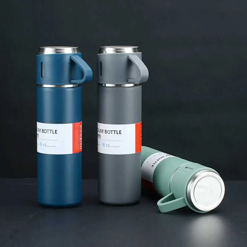 3 Cup Double-Layer Stainless Steel Vacuum Flask Set