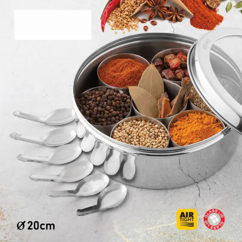 Spices Box Stainless Steel Heavy Weight With Spoon