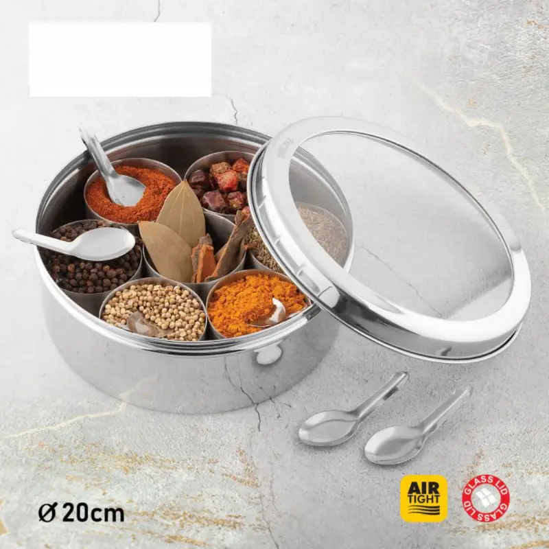 Spices Box Stainless Steel Heavy Weight With Spoon