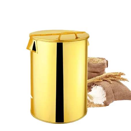 Flour Storage Box Stainless Steel Golden