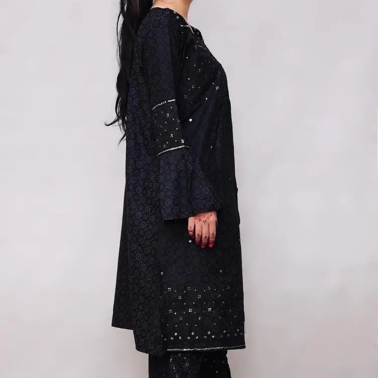 2pcs women's stitched linen Embroidered suit