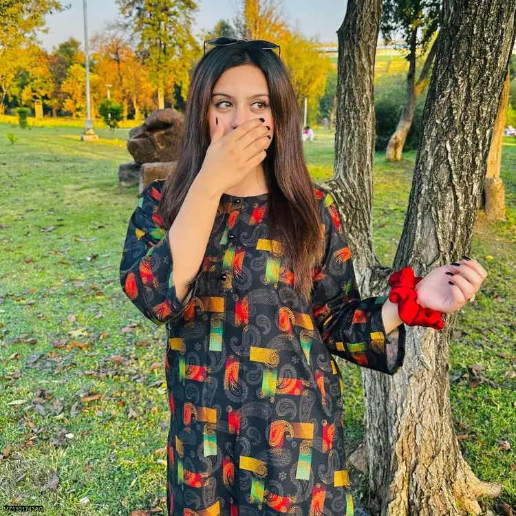 2pcs women's stitched Dhanak Digital printedsuit