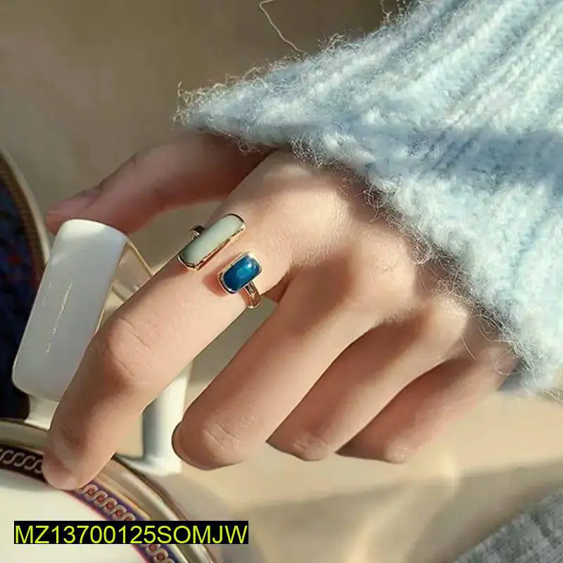 Enamel Gold Plated Multicolored Stone Adjustable Ring