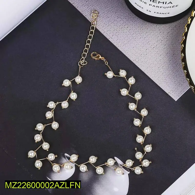 Alloy Gold Plated Pearl Stone Choker