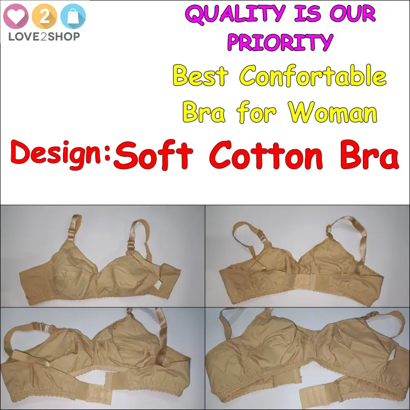 Pack Of 1 - Cotton Bra for Women - Full Non-Padded Cup Shape Bra - Wire Free Bra - Durable Quality in Beautiful Different Designs