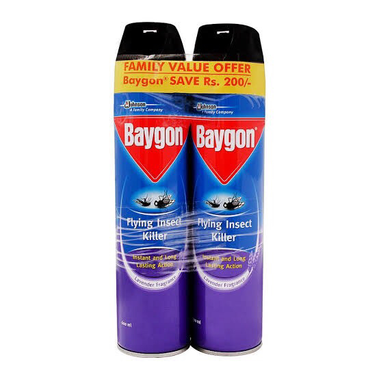 Bundle of 2 Baygon Flying Insects Killer Spray 300ml.