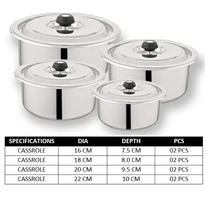 Alpha Stainless Steel 4pcs pot set glory set Regular Weight Durable Three Layers Base Bottom
