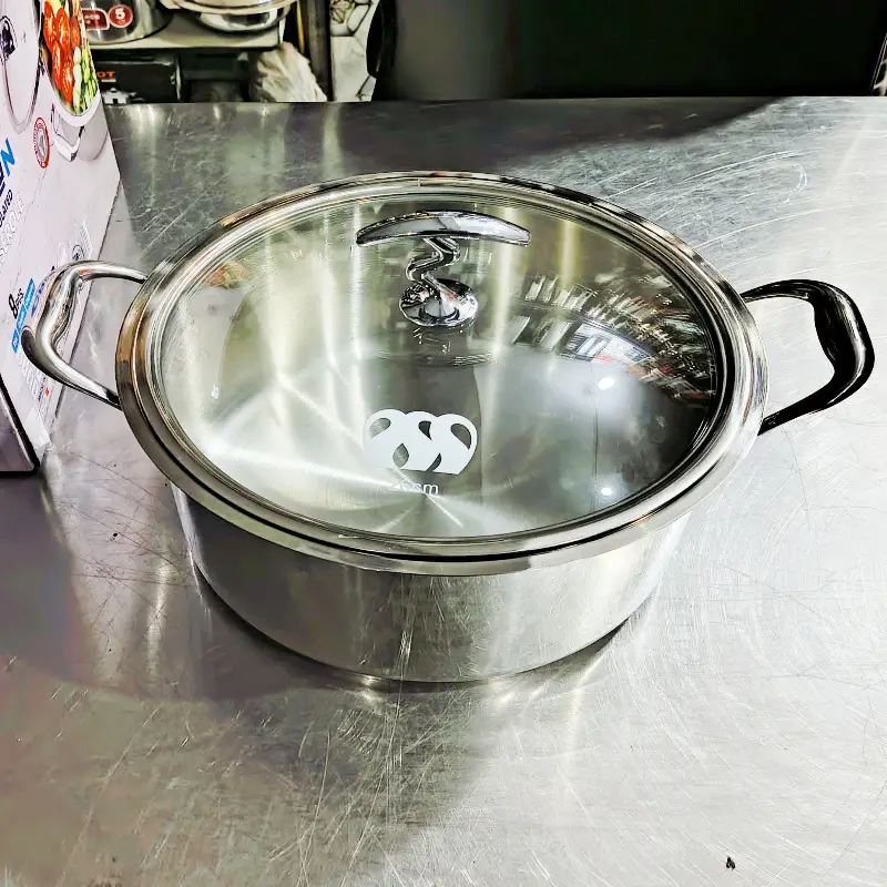 Alpha Stainless Steel Single Pot Durable Three Layers Base Bottom Casserole Handi