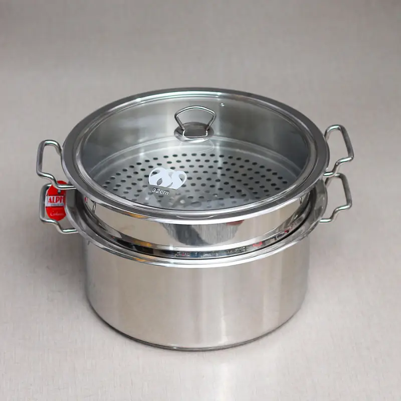 Alpha Stainless Steel Streamer Durable Three Layer Base Bottom Pot Cousine
