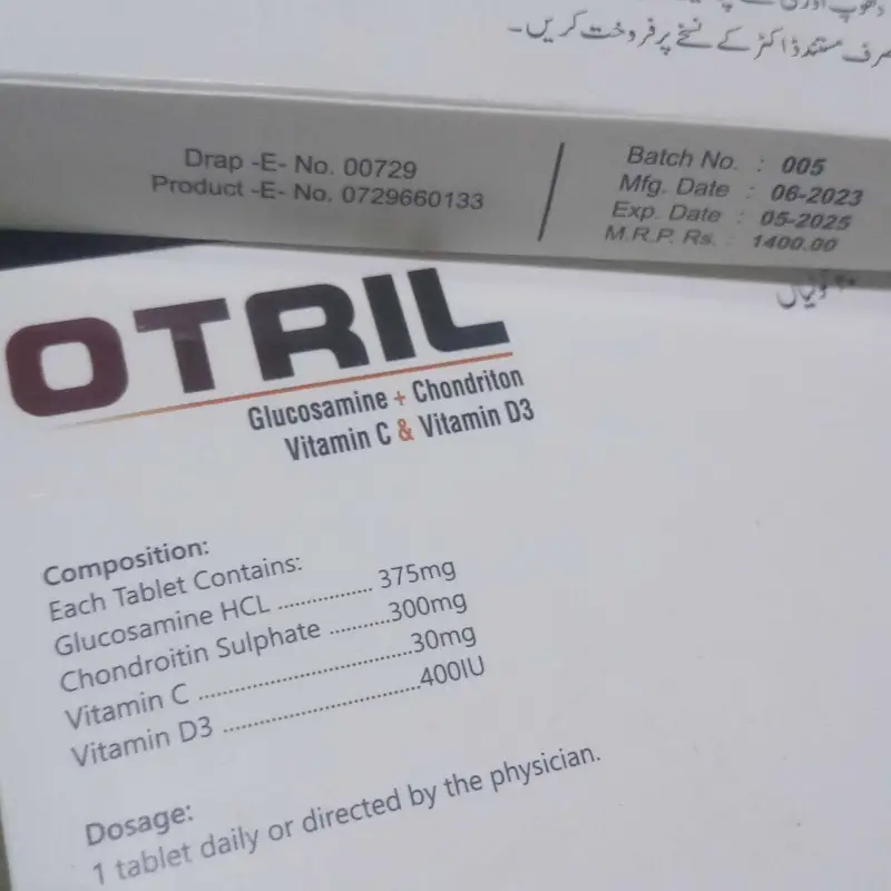 TAB OTRIL  GLUCOSAMINE 375 + CONDUITS SULPHATE 300+VIT C+  VIT D3   20 TABLET