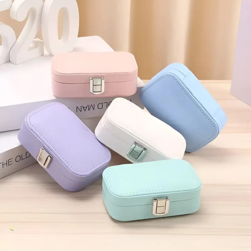 Double layer leather jewellery box for travel