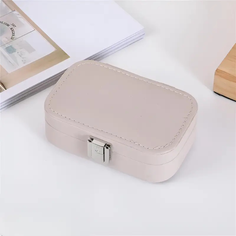 Double layer leather jewellery box for travel