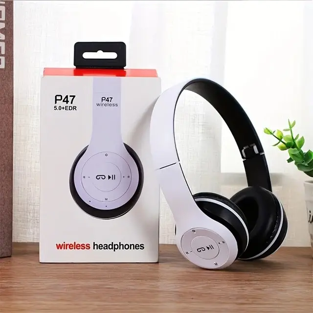 P47 Bluetooth Foldable Headset with Microphone Support Fm Radio TF for PC Smartphone and Tablet