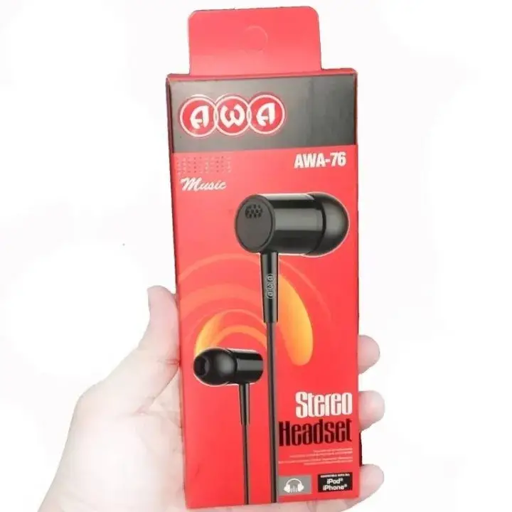 Black AWA Handfree  100% Original Pure Handsfree , High Quality Deep Bass / Sound  Earphones  Headphones  Handfree  Gaming earphone  Handsfree  earbuds  Headphones  stereo sound handsfree  SweatProof Crystal-Clear Audio Deep-Bass