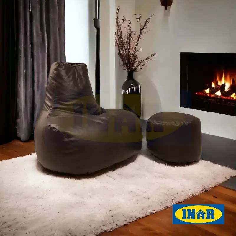 High Back Comfy Bean Bag Leatherite with Foot Rest