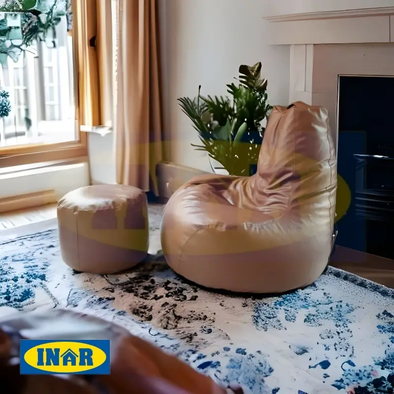 High Back Comfy Bean Bag Leatherite with Foot Rest