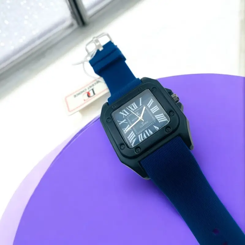 DC Square Dial Silicone Straps Mens Watch