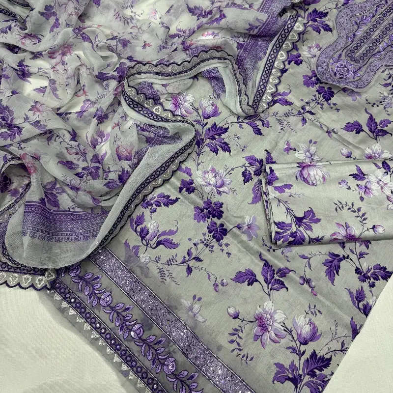 AFROZEH PATCHES with 4 Side Lace Chiffon Dupatta