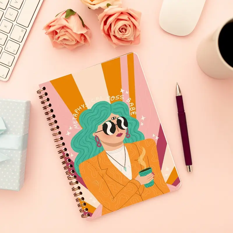 Cute Illustrated Spiral notebook for Girls-A5 size -Printed cover back & front