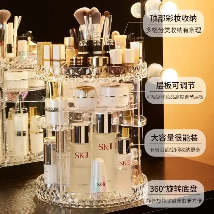 360 Rotating Makeup Organizer Stand - Cosmetic Holder Acrylic