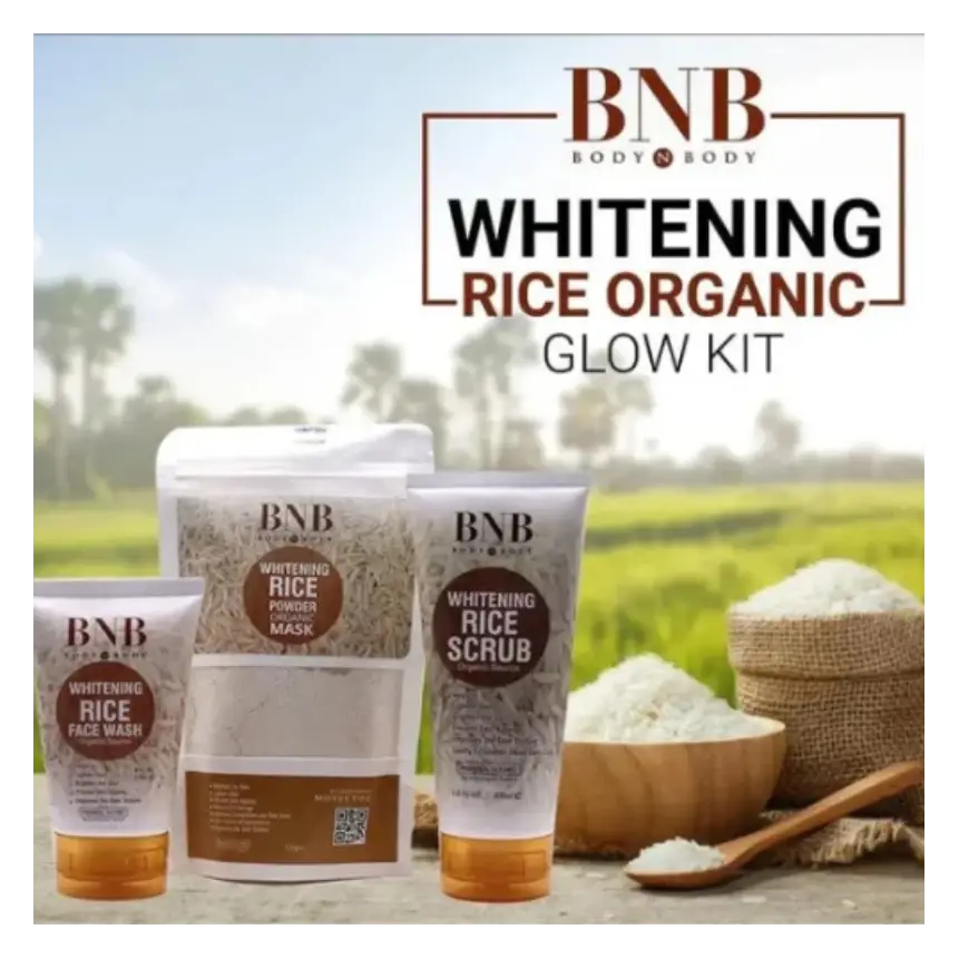 BNB Rice Extract Bright & Glow Kit  3 in 1 Whitening, Brightening & Glow Facial for Girls and Women