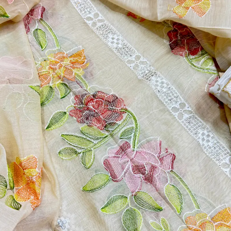 Beautiful Kacha Style 3Pc Embroidered Pepper Cotton Suit  Summer Collection