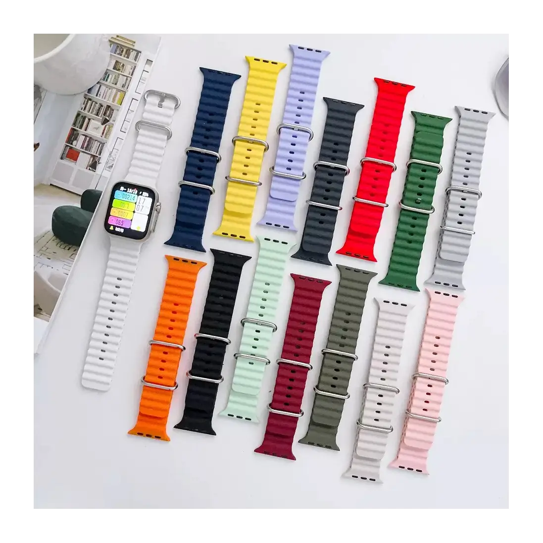 Silicone Ocean Band Strap for Smart Watch Ultra 8 7 6 5 4 SE 45mm 49mm 44mm 42mm