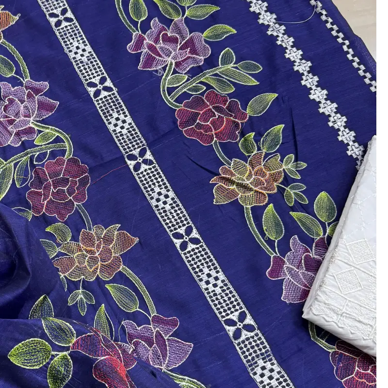 Beautiful Kacha Style 3Pc Embroidered Pepper Cotton Suit  Summer Collection