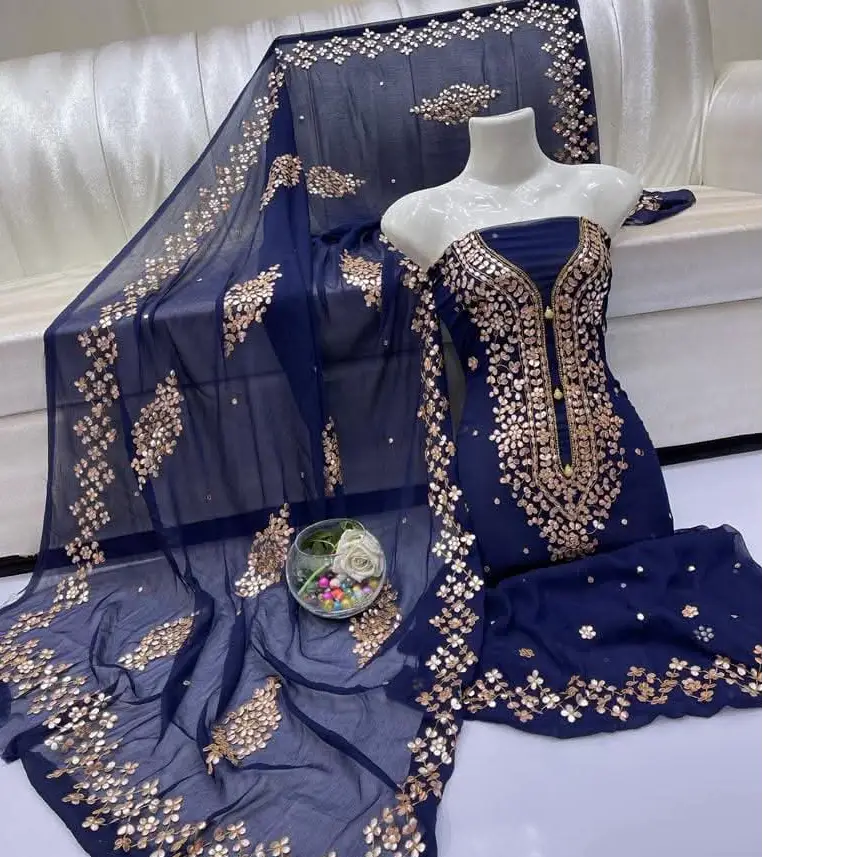  New Arrival  Elegant Hand Embroidered Gotta Jall Suit 