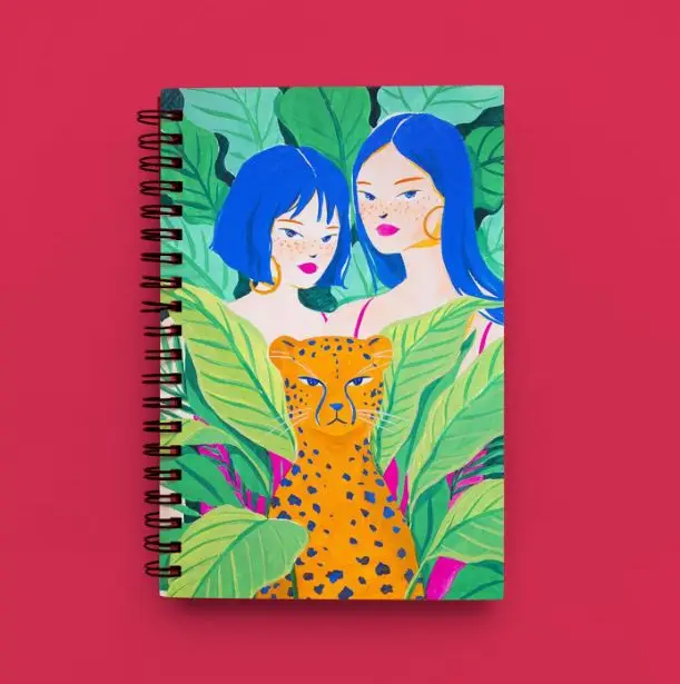 Cute Illustrated Spiral notebook for Girls-A5 size -Printed cover back & front