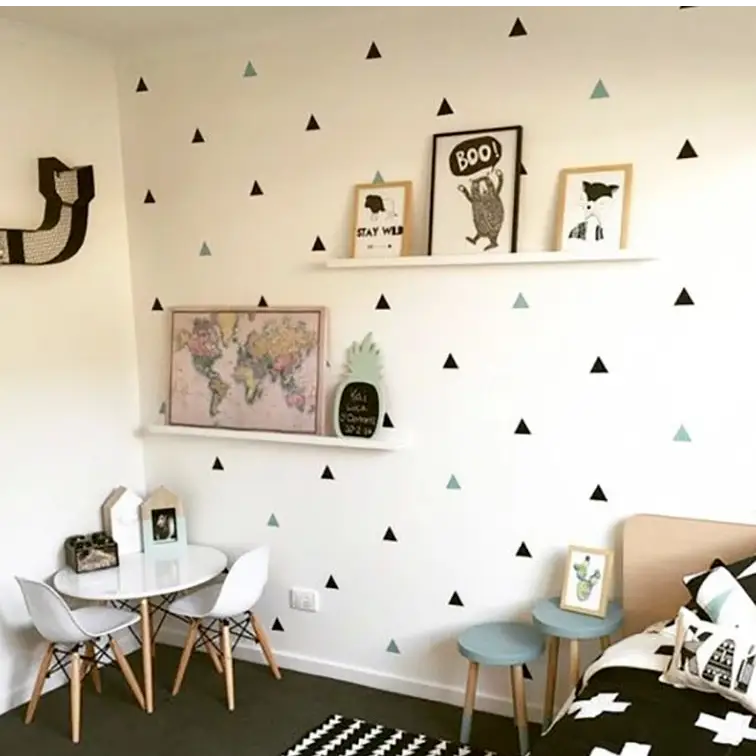 Baby Boy Room Triangles Wall Stickers Simple Shape for Children Room Art Decorative Sticker Kids Nursery Wall Decals Home Decor