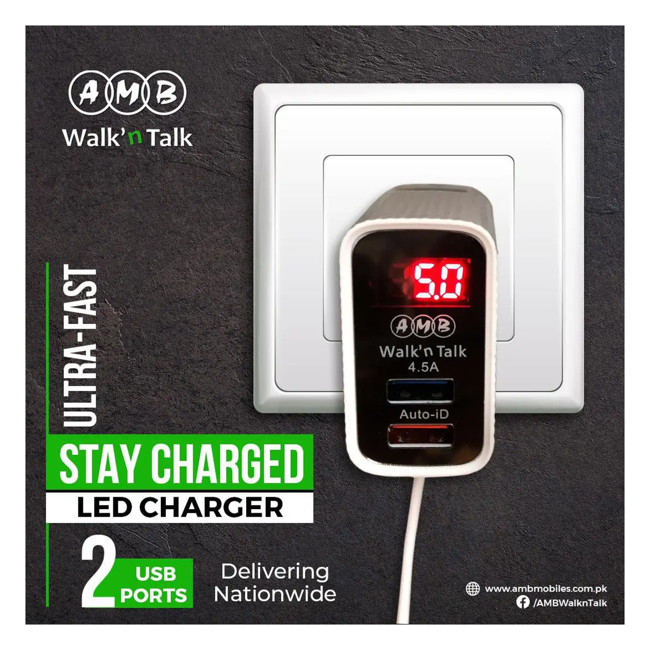 AMB  4.5 AMP Mobile charger Android With LED Display