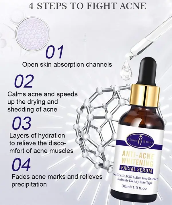 IMPORTED AICHUN BEAUTY Anti-Acne Facial Serum Aloe Vera Extract Salicylic Acid Repairs Damaged Skin 30ml