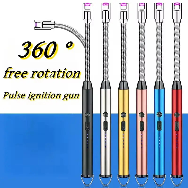 Windproof Kitchen Electric USB Lighter Long Candle BBQ Gas Stove Ignition Gun Camping Rechargeable Arc Flameless Plasma Lighter