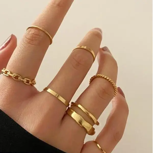 Golden Multiple Rings Set