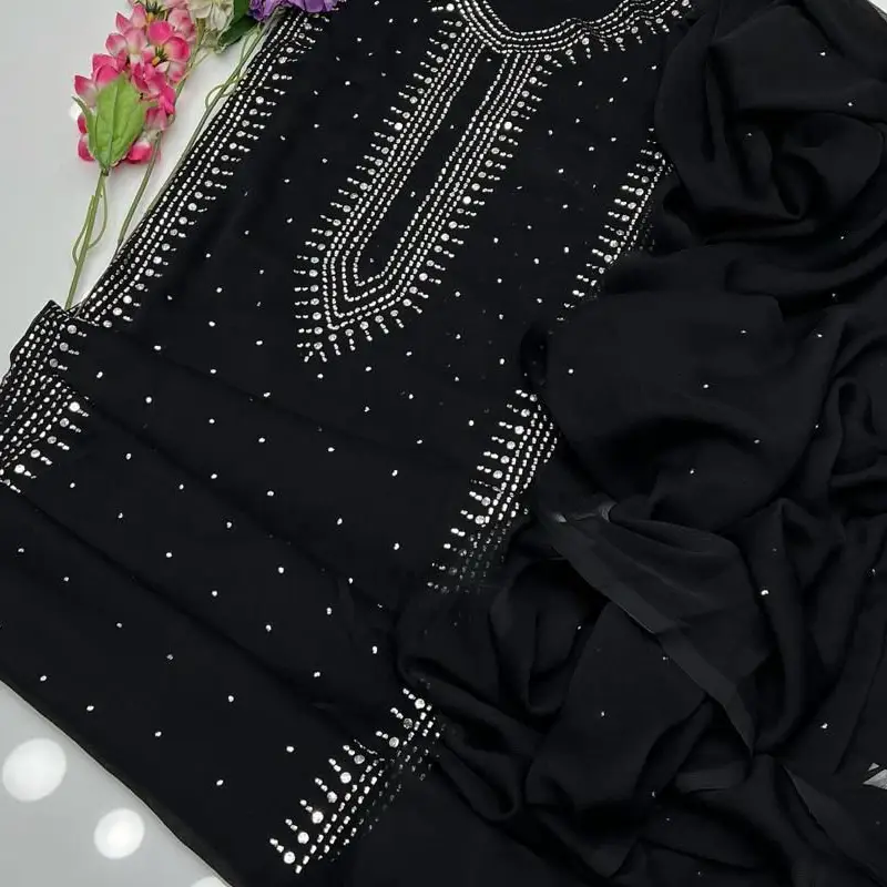 Chiffon Mukash Work Dress (2PC)