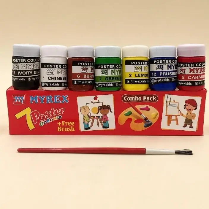 MYREX 7 - 12 Poster Colors Different Coloring Shades With Brush