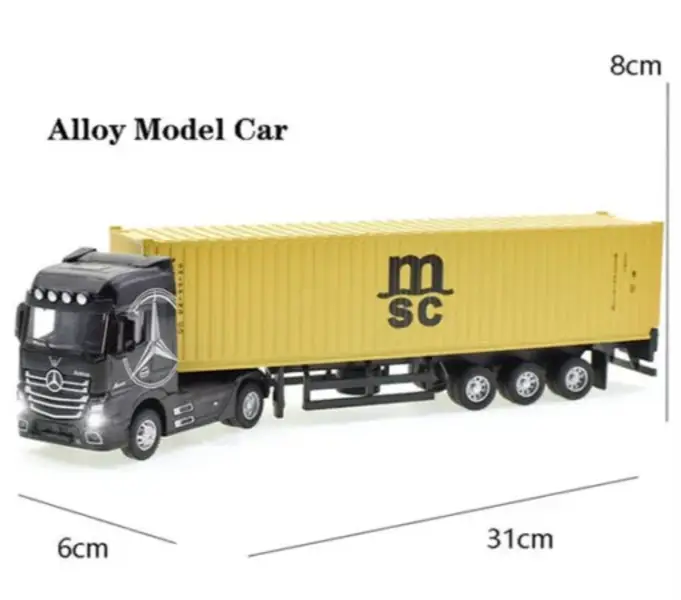 1:50 Scale Diecast Alloy Truck Head Model Toy Container Truck Pull Back With Light