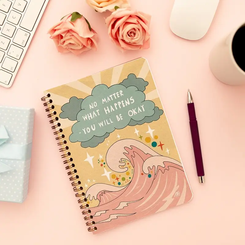 Cute Illustrated Spiral notebook for Girls-A5 size -Printed cover back & front