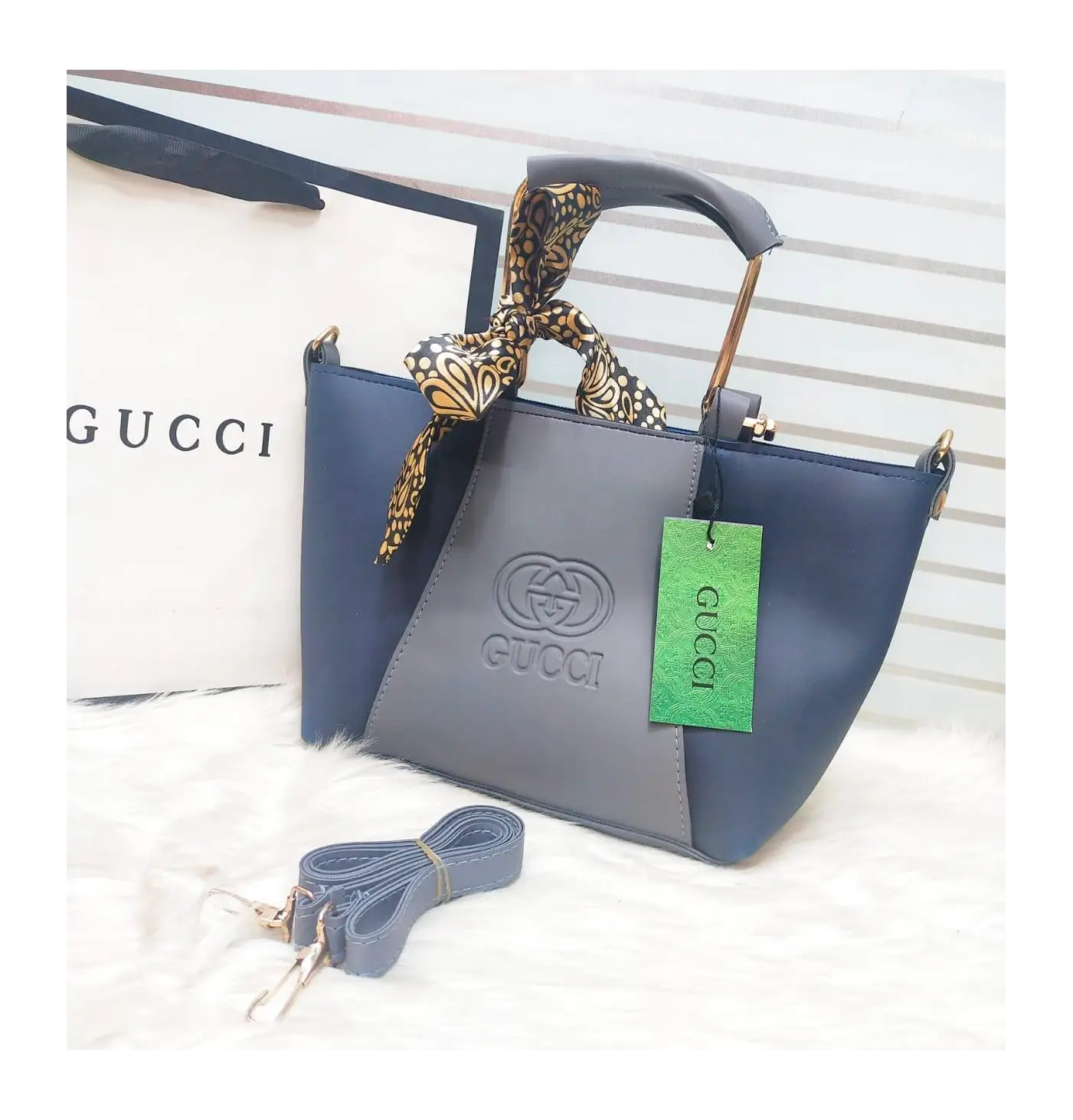 High Quality Gucci Handbag With Random Scarf And Long Belt