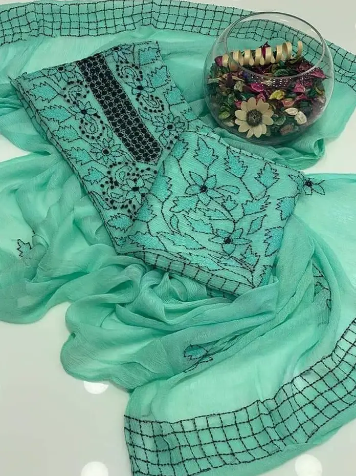 Handmade Embroidered Krinkel Chiffon 2Pc Suits