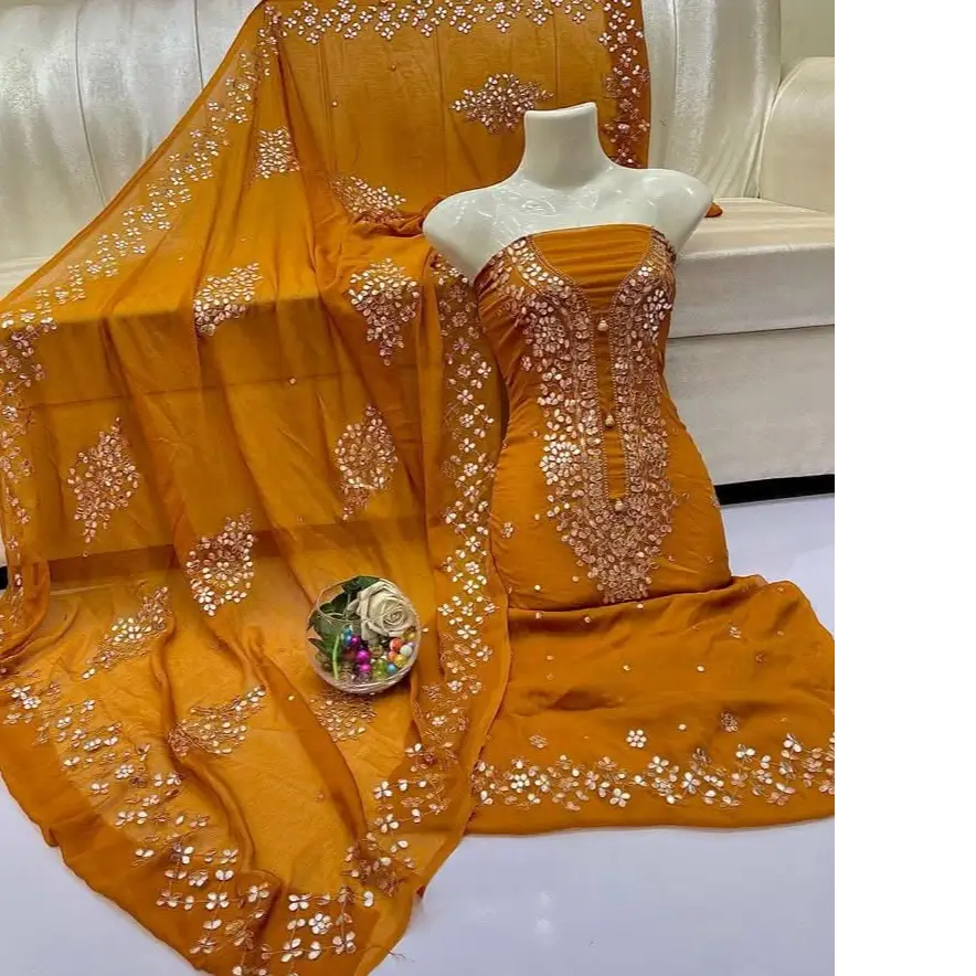  New Arrival  Elegant Hand Embroidered Gotta Jall Suit 