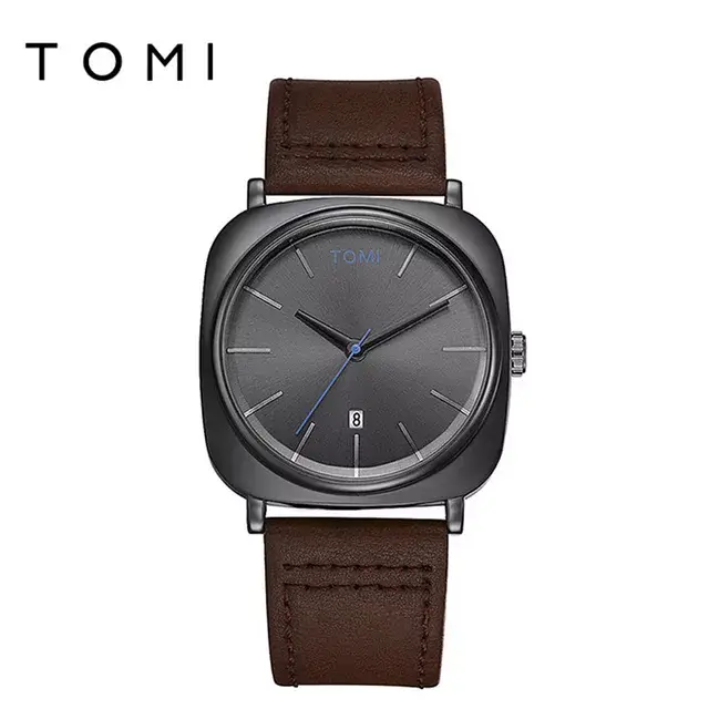 Tomi T-084 Mens Watch Date Quartz Leather Strap MW4774