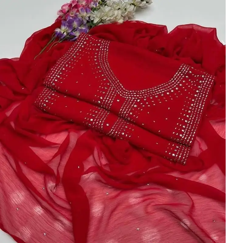 Chiffon Mukash Work Dress (2PC)